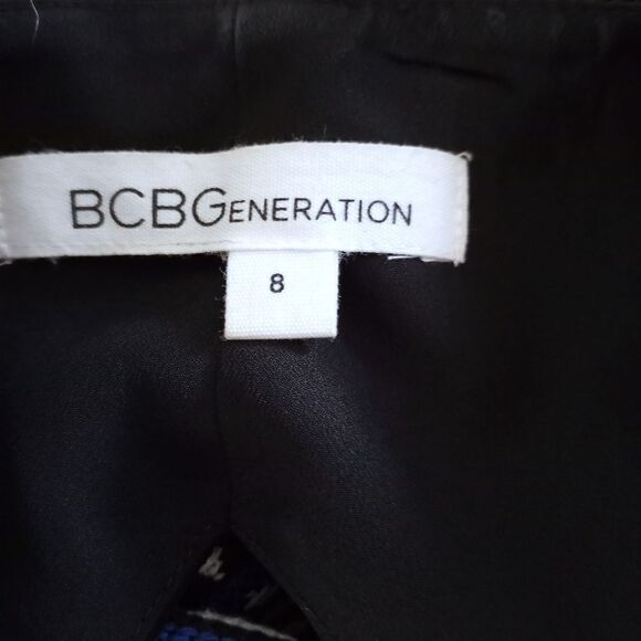 BCBGENERATIONS BLUE & BLACK STRIPED JACQUARD DRESS SZ.8 EUC - Picture 8 of 10